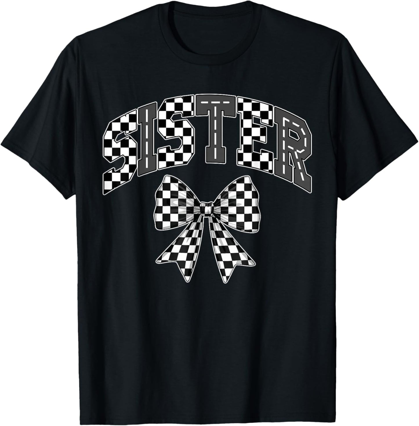 Sister Racing Race Car Checkered Family Birthday Matching T-Shirt
