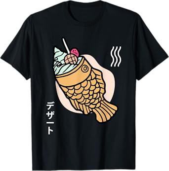 Taiyaki Japanese Ice Cream Desert Fish Shaped Cake T-Shirt
