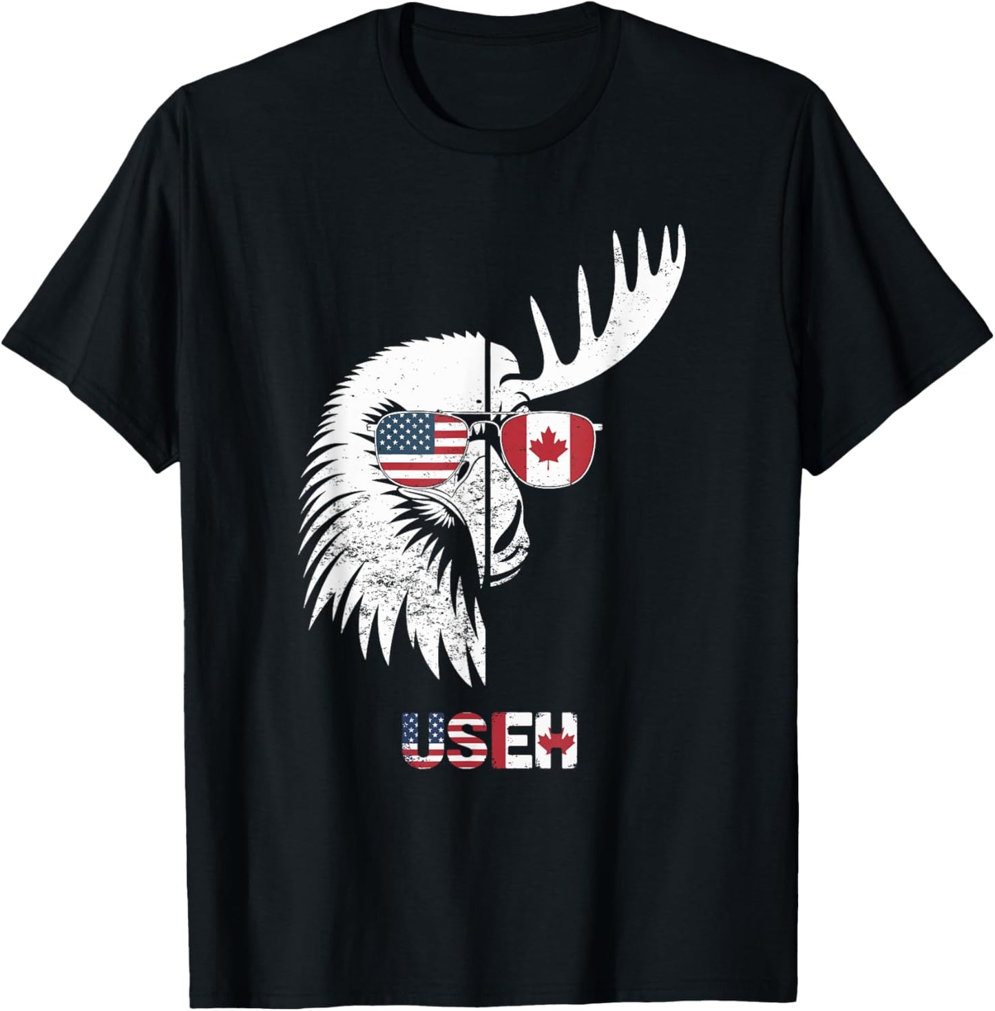 USEH Canadian American Ameri Can USA Flag Canada 4th Of July T-Shirt