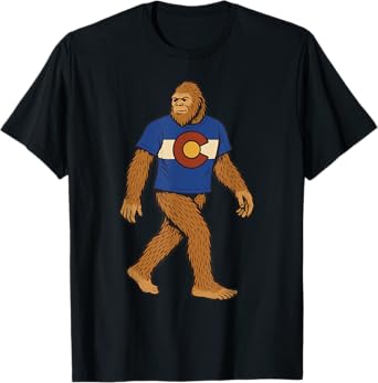 Colorado Bigfoot TShirt Funny Sasquatch Colorado Flag Tee T-Shirt