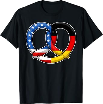 Oktoberfest Pretzel American & Germany Flag German Men Women T-Shirt