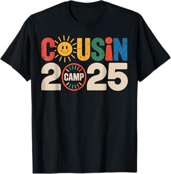 Cousin Camp 2025 Camping Campfire Summer Vacation Family T-Shirt