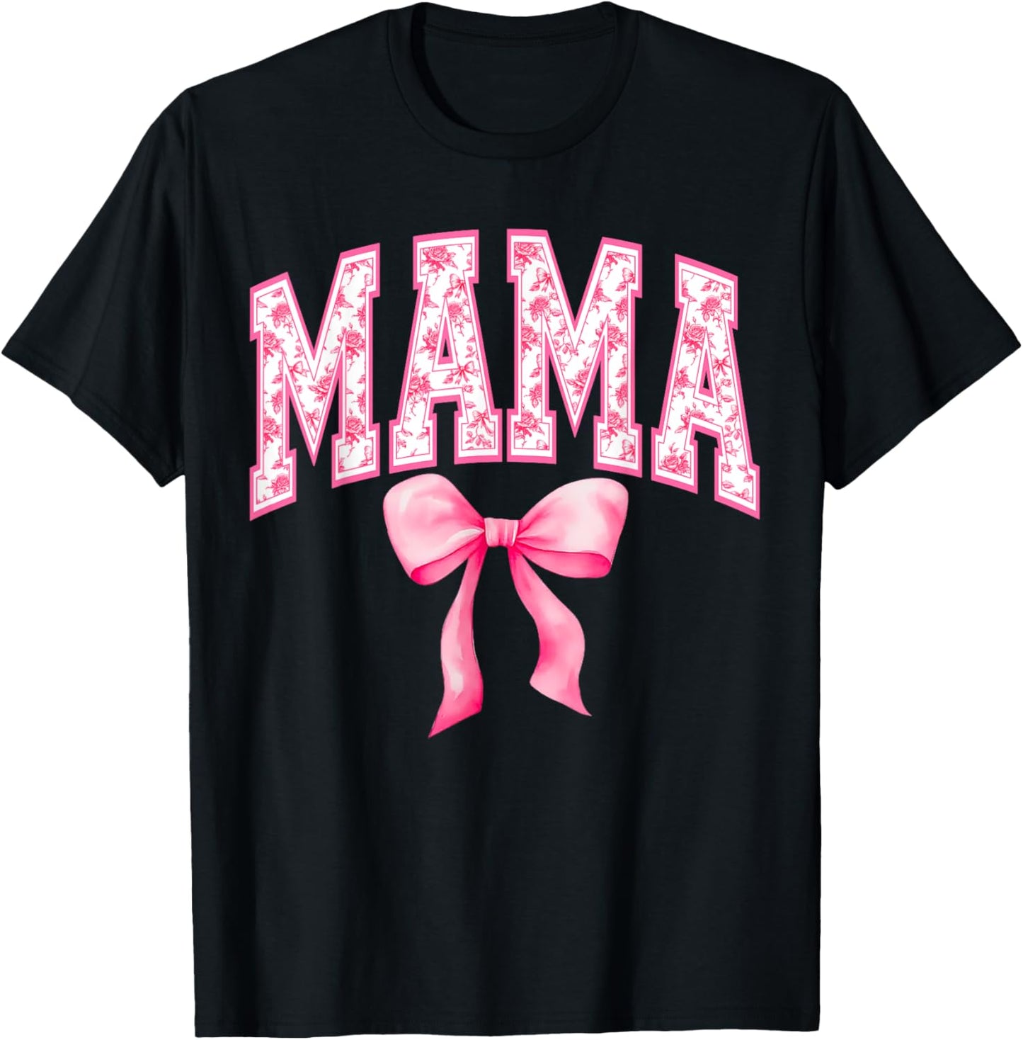 Mama Coquette Bow Groovy Pink Floral Matching Mom Life T-Shirt