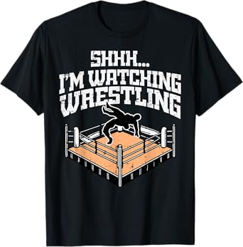 Shhh Im Watching Wrestling Funny Wrestler Fan Men Boys Kids T-Shirt