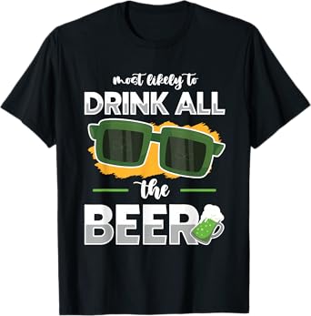 Drinks Well with Others St Patricks Day Beer Funny Drinking T-Shirt