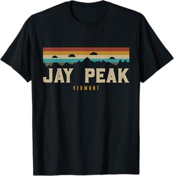 Jay Peak Vintage Mountains Hiking Camping Vermont Retro T-Shirt