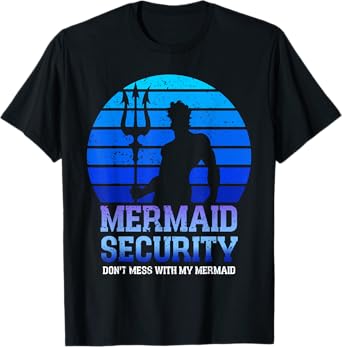 Vintage Mermaid Security Bday Costume Merman Birthday Party T-Shirt