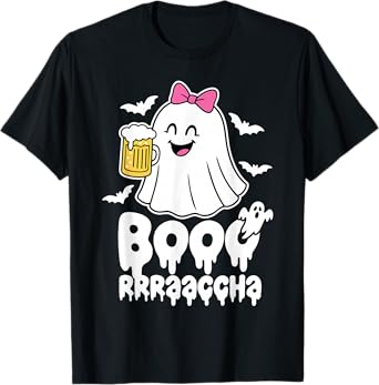 Booorrraaccha Crew Funny Drinking Cute Ghost Halloween Party T-Shirt