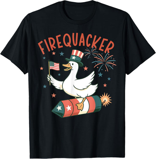4th Of July Fire Quacker Fireworks Funny Goose T-shirt