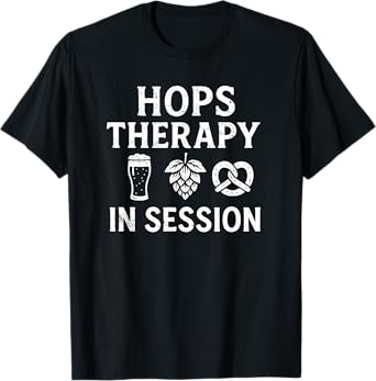 Hops Therapy in Session Beer and Pretzel Design T-Shirt