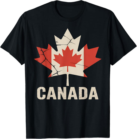 Vintage Canada Flag Maple Leaf Distressed Patriotic Art T-Shirt