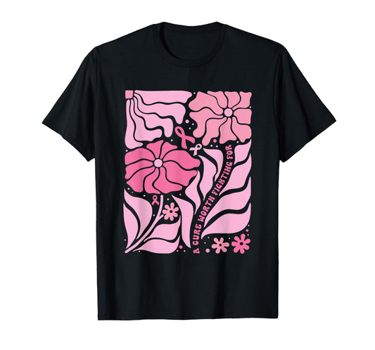 A Cure Worth Fighting for Breast Cancer Awareness Floral T-Shirt