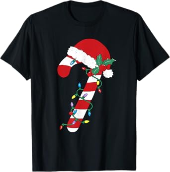Christmas Candy Cane Santa Xmas Kids Toddler Youth Women Men T-Shirt