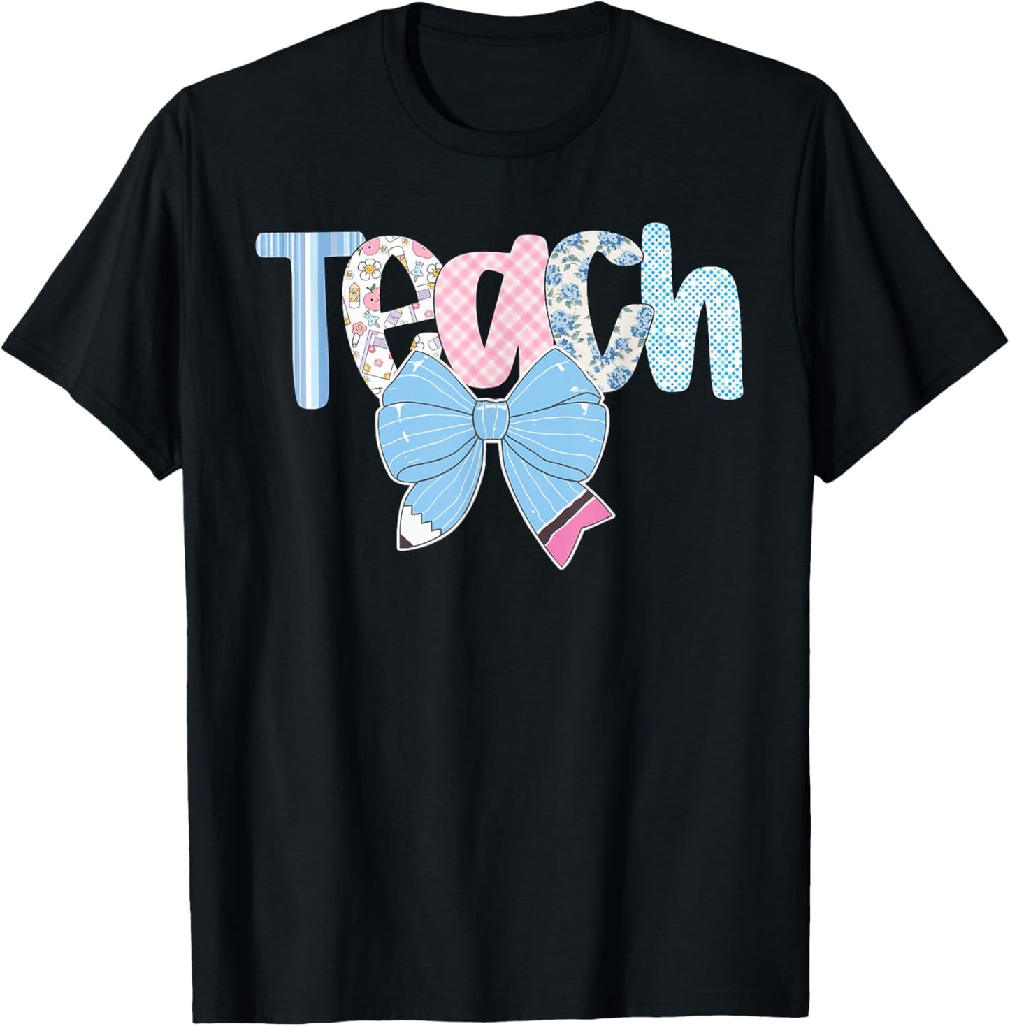 Teach Coquette Bow Teacher Happy First Day Back To School T-shirt by TeeBrew