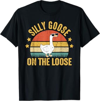 Silly Goose On The Loose Funny Vintage Goose University T-Shirt