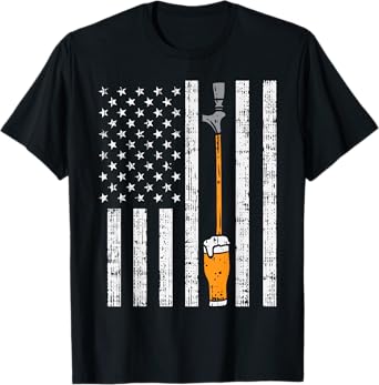 Tap Beer US Flag Fun Draft Draught Fathers Day Men Dad Gift T-Shirt