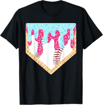Baseball Drip Boys Home Plate Ice Cream Sport Players & Fans T-Shirt