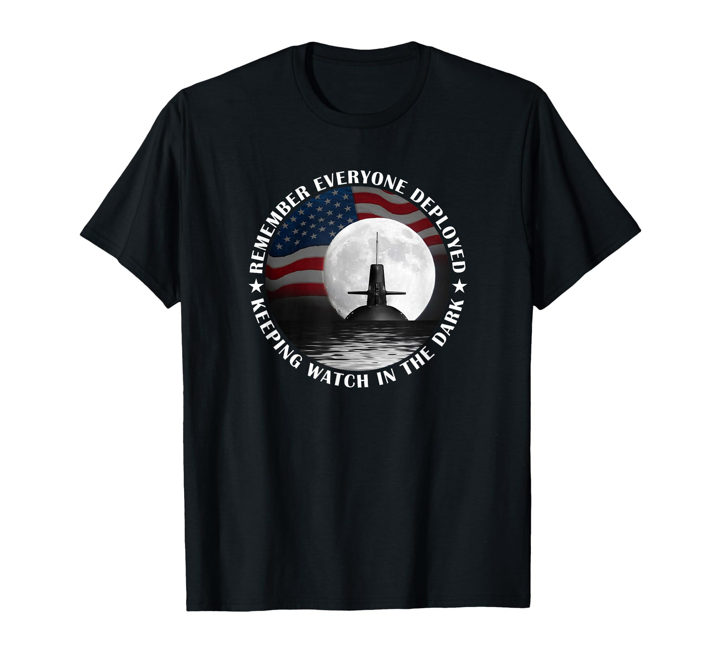 RED Friday Military Remember Everyone Deployed Sub Moon Flag T-Shirt