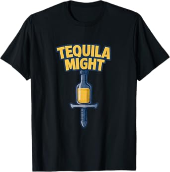 Tequila Sword Bar Humor Beer Wine Graphic Print T-Shirt