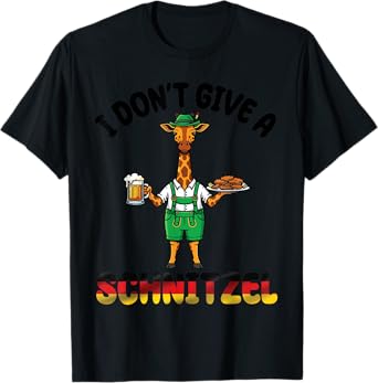 Giraffe Lederhosen Beer I Don't Give A Schnitzel Oktoberfest T-Shirt