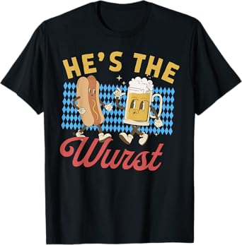Funny Oktoberfes Hes the Wurst Shes a Brat Couples Matching T-Shirt