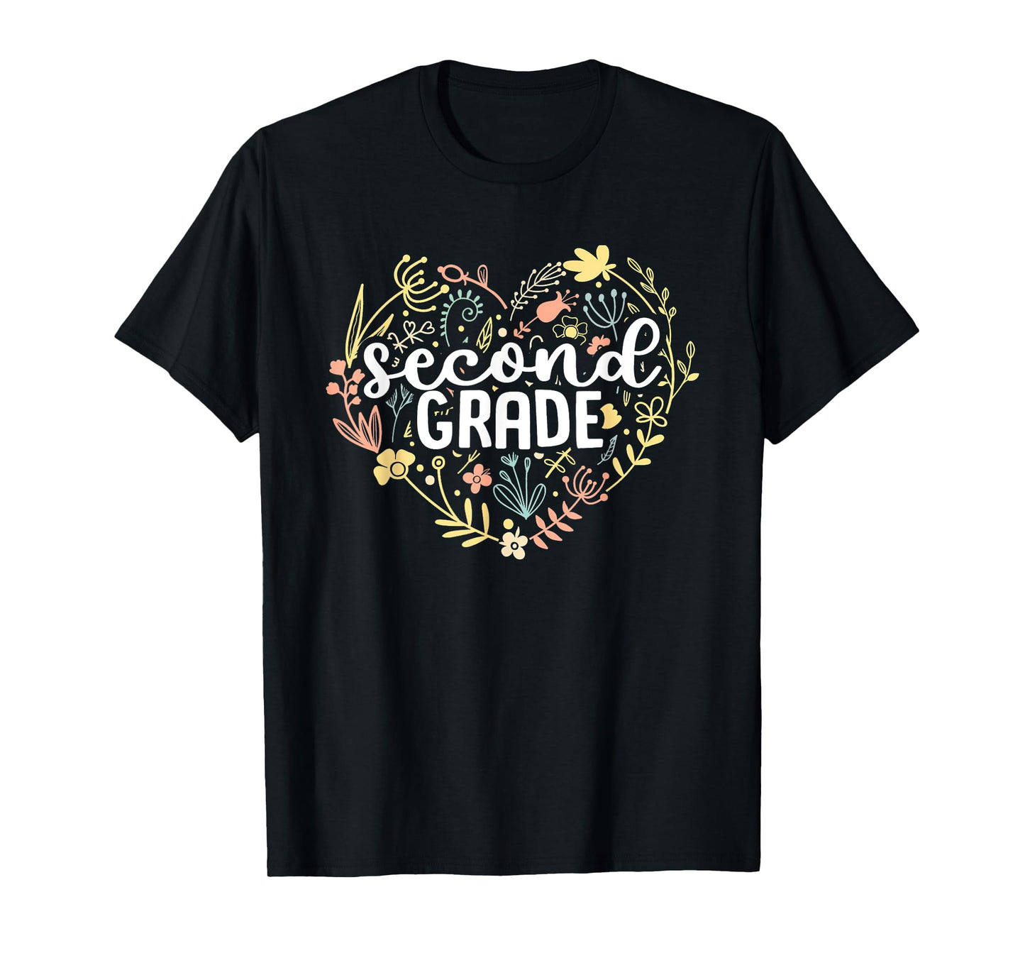 2nd Second Grade Floral Heart Back To School Teacher Girls T-Shirt
