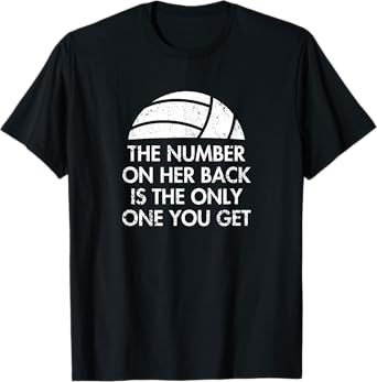 Volleyball Dad MoM Daughter Funny Back Number Design T-Shirt