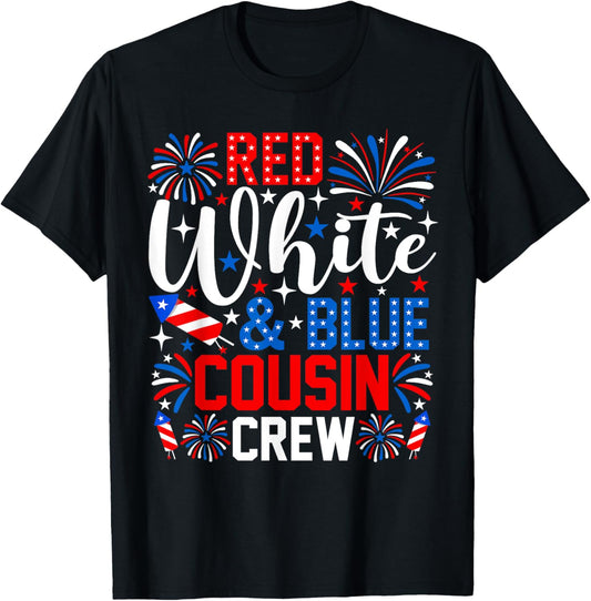 Red White And Blue Cousin Crew 4th Of July Fireworks T-Shirt