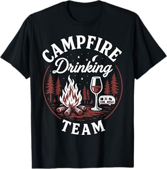 Motorhome Camping Retro Drunk Alcohol Beer Campfire Drinking T-Shirt