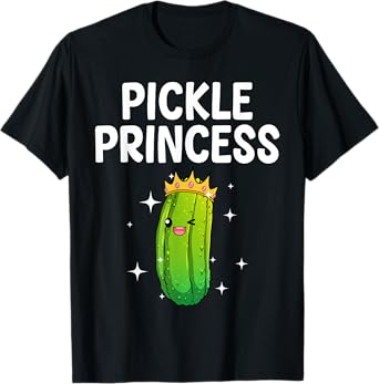 Cool Pickle Princess Art For Women Girls Dill Pickle Novelty T-Shirt
