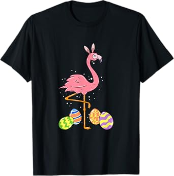 Easter Flamingo Easter Bunny Egg Basket Funny Easter T-Shirt