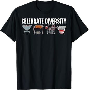 Funny Grilling BBQ Smoker Gift Men Women Celebrate Diversity T-Shirt