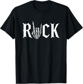 Rock On Skeleton Hand Rock and Roll Rock Music Band T-Shirt