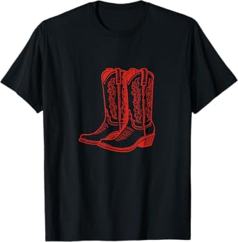 Coastal Cowgirl Beachy Red Cowboy Boots Western T-Shirt