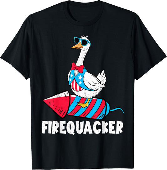 Fire Quacker Funny Meme Duck Fireworks America 4th Of July T-shirt