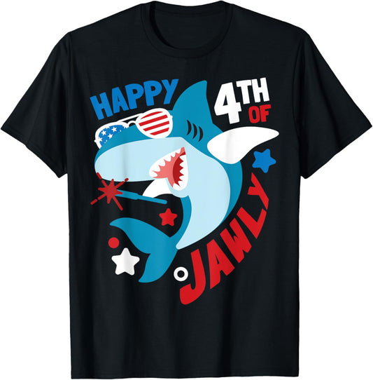 Happy 4th Of Jawly Shark Funny 4th Of July Gift T-Shirt