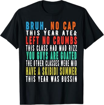 Bruh This Year Ate No Cap Funny Last Day of School Kids Boy T-Shirt