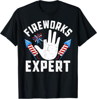 Missing Finger Fireworks Expert Funny 4th Of July Patriotic T-Shirt