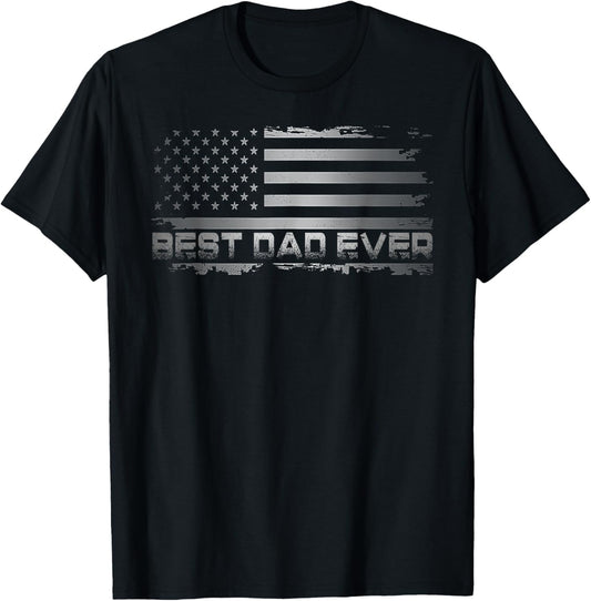 Mens Best Dad Ever American Flag Patriotic Father's Day Daddy T-Shirt