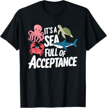 Autism Awareness It's a Sea Full Of Acceptance Ocean Animals T-Shirt