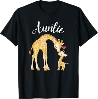 Auntie Giraffe Kids Baby Animals Lover Family Matching T-Shirt