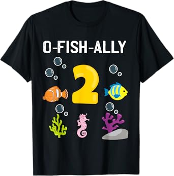 Ofishally 2 Year Old Fishing Themed 2Nd Birthday Girl Boy T-Shirt