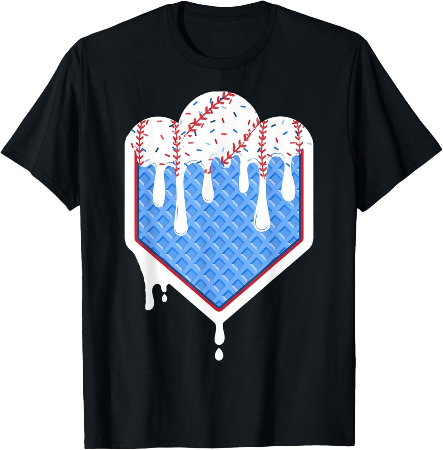 Baseball Drip Boy Ice Cream Sprinkle Youth Baseball Birthday T-shirt
