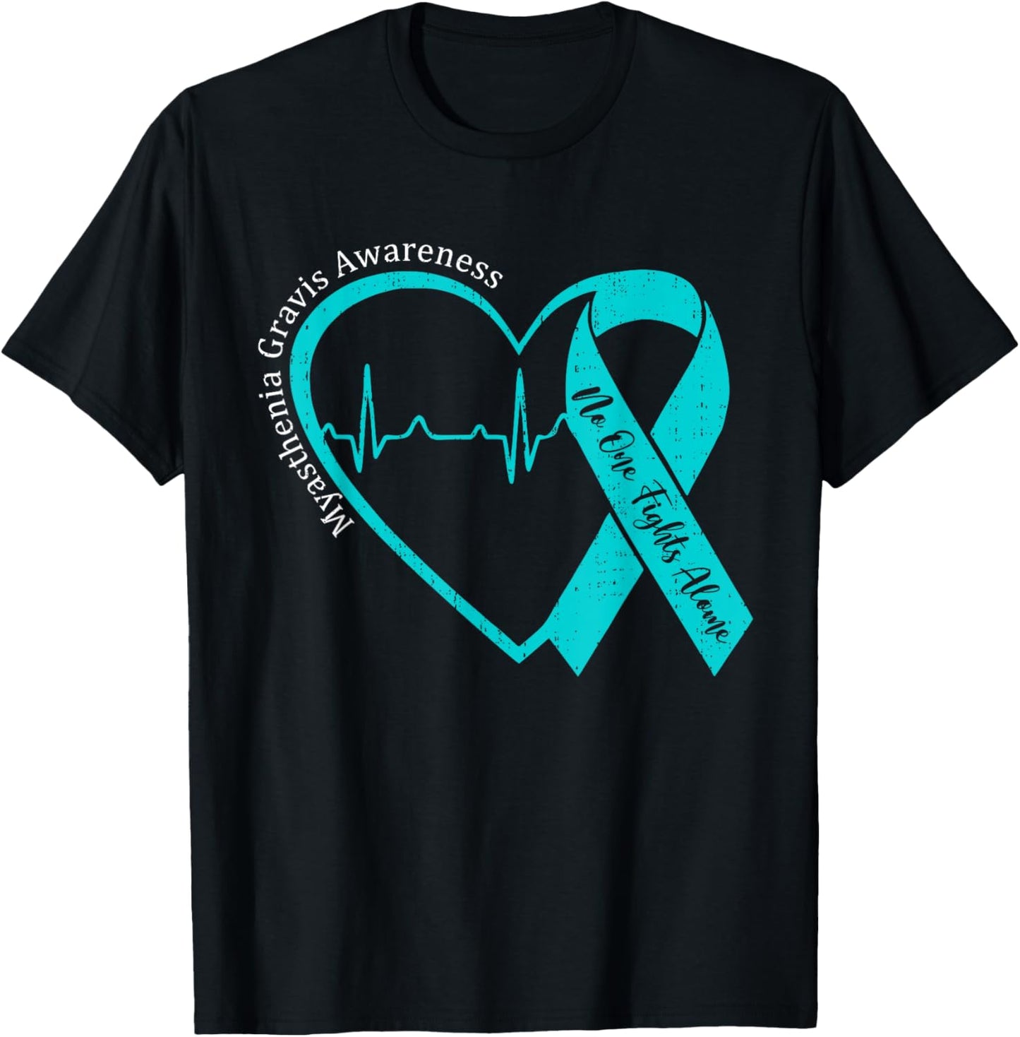 Myasthenia Gravis Awareness Heart Teal Ribbon MG Awareness T-Shirt