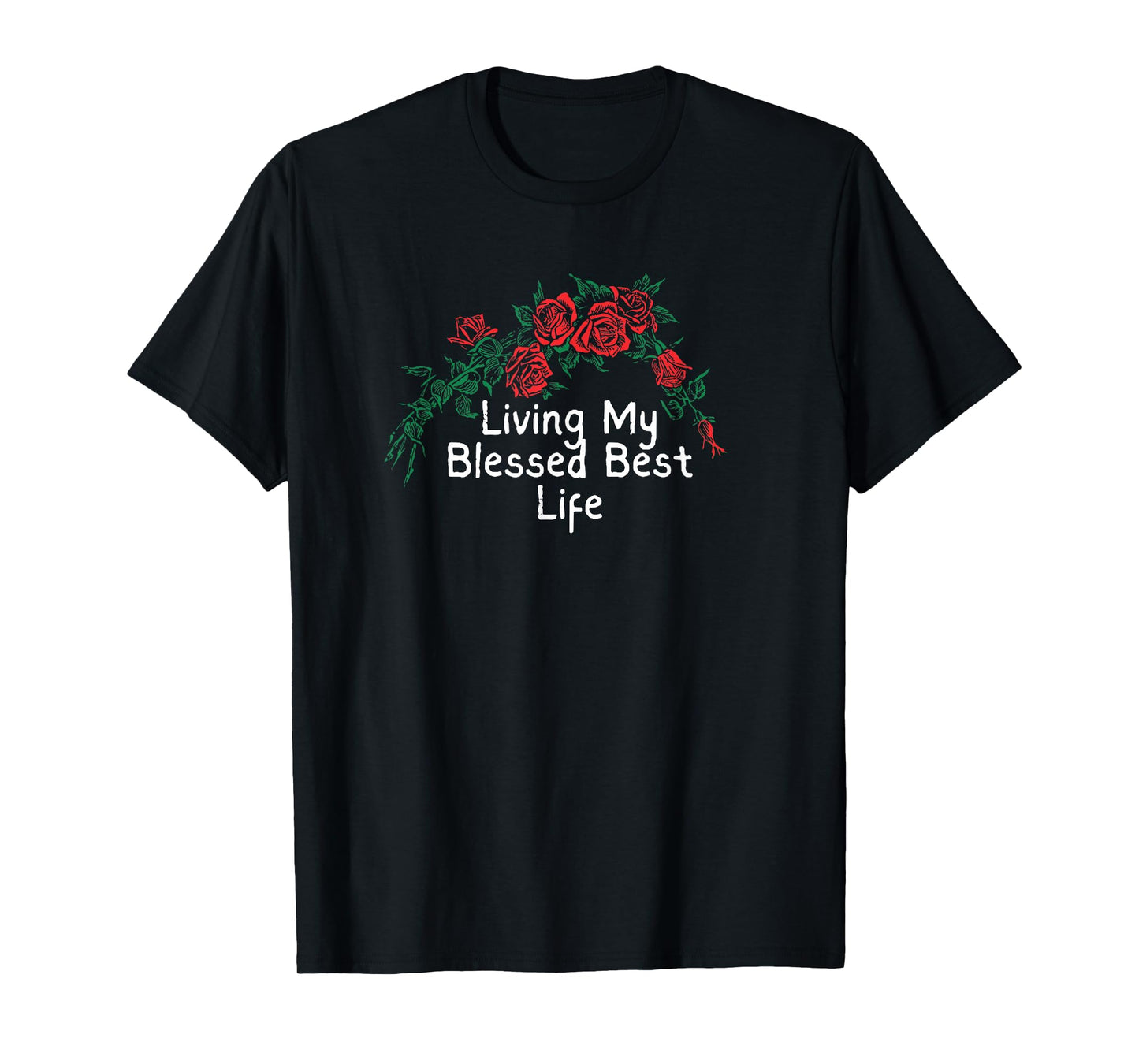 Flowers Retro Red Graphic Living My Blessed Best Life T-Shirt