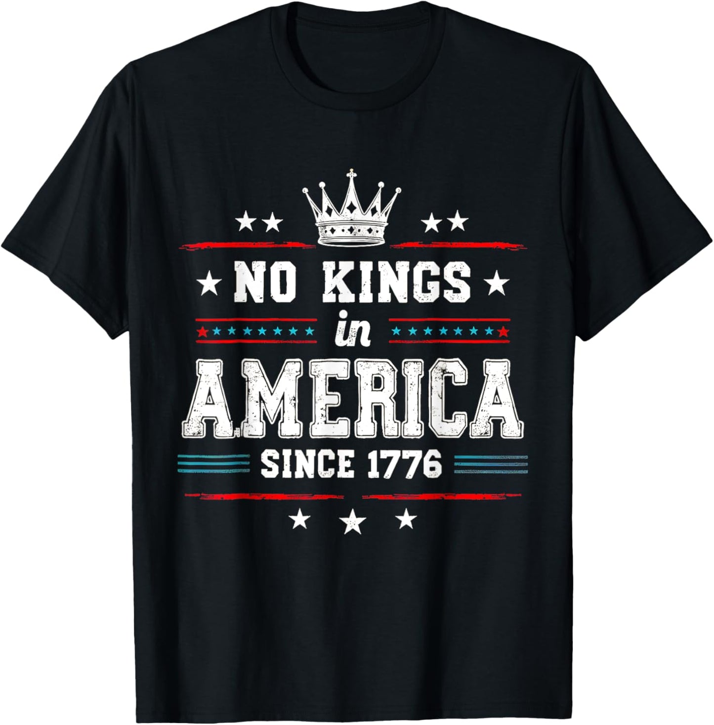 No Kings In America Since 1776 Distressed Usa Flag Vintage T-shirt