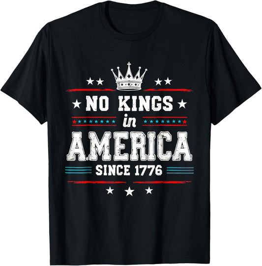 No Kings In America Since 1776 Distressed Usa Flag Vintage T-shirt