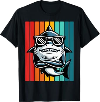 Cool Retro Shark in Sunglasses 70s 80s 90s Funny Shark T-Shirt