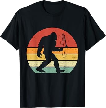 Sasquatch Bigfoot Trombone Player Vintage Retro Trombonist T-Shirt