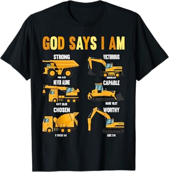 Toddler Kids God Says I Am Construction Bible Verse Truck T-Shirt